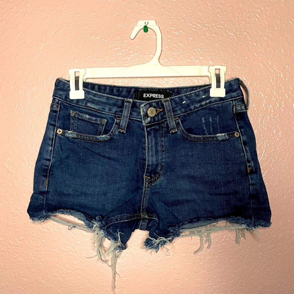 EXPRESS Low Rise Shortie Denim Shorts